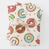 Retro Donut Pattern Cute Colorful Style Inpakpapier Vel (In situ)