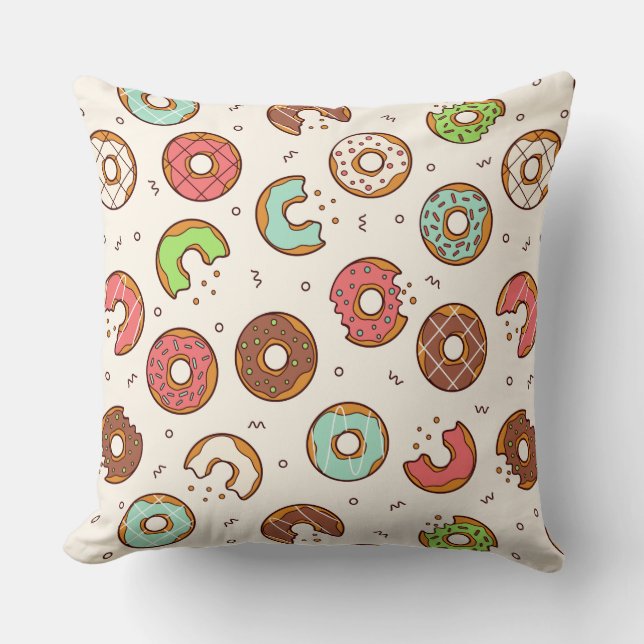 Retro Donut Pattern Cute Colorful Style Kussen (Voorkant)