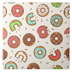 Retro Donut Pattern Cute Colorful Style Tegeltje