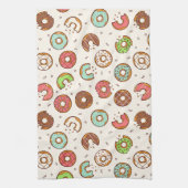 Retro Donut Pattern Cute Colorful Style Theedoek (Verticaal)