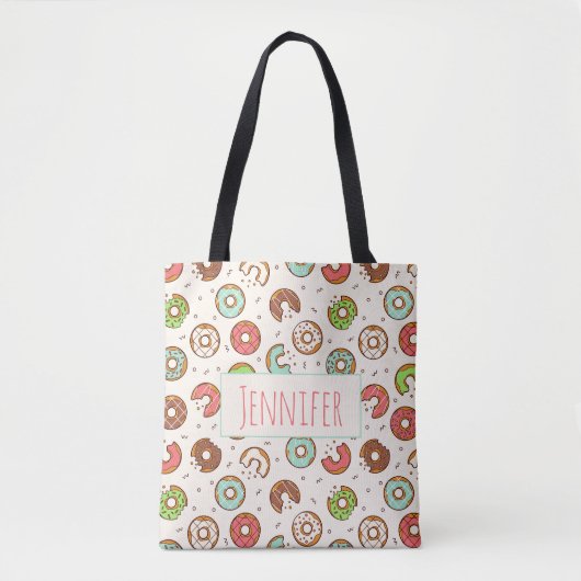 Retro Donut Pattern Cute Colorful Style Tote Bag (Voorkant)