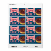 Retro Donut Shop | Donuts Baker | Doughnut Bakery Etiket (Full Sheet)