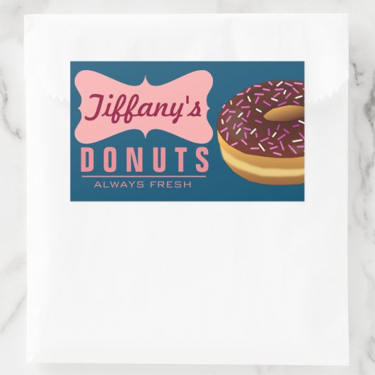 Retro Donut Shop | Donuts Baker | Doughnut Bakery Rechthoekige Sticker (Tas)