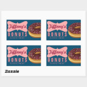 Retro Donut Winkel | Donuts Bakker | Doughnut Bakk Rechthoekige Sticker (Vel)