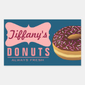 Retro Donut Winkel | Donuts Bakker | Doughnut Bakk Rechthoekige Sticker (Voorkant)