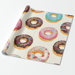 retro-donutpatroon cadeaupapier