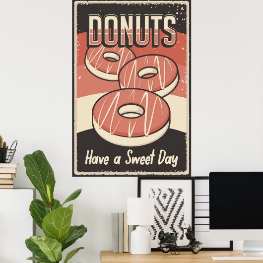 retro  donuts business poster (Thuiskantoor)