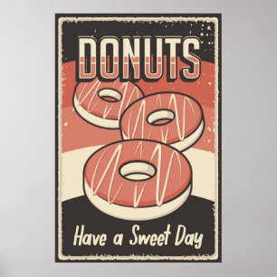 retro donuts business poster