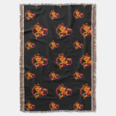 Retro Dood Burning Skelet Schedel in Vuur Deken (Voorkant Verticaal)