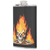 Retro Dood Burning Skelet Schedel in Vuur Heupfles (Links)
