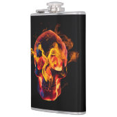 Retro Dood Burning Skelet Schedel in Vuur Heupfles (Links)