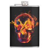 Retro Dood Burning Skelet Schedel in Vuur Heupfles (Voorkant)