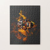 Retro Dood Burning Skelet Schedel in Vuur Legpuzzel (Verticaal)
