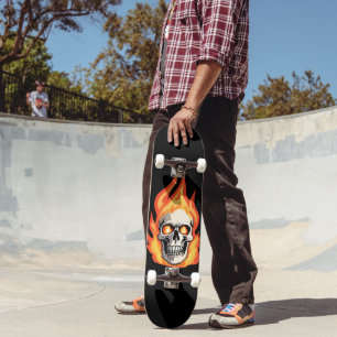 Retro Dood Burning Skelet Schedel in Vuur Persoonlijk Skateboard