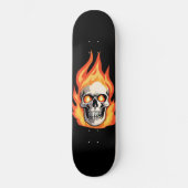 Retro Dood Burning Skelet Schedel in Vuur Persoonlijk Skateboard (Voorkant)