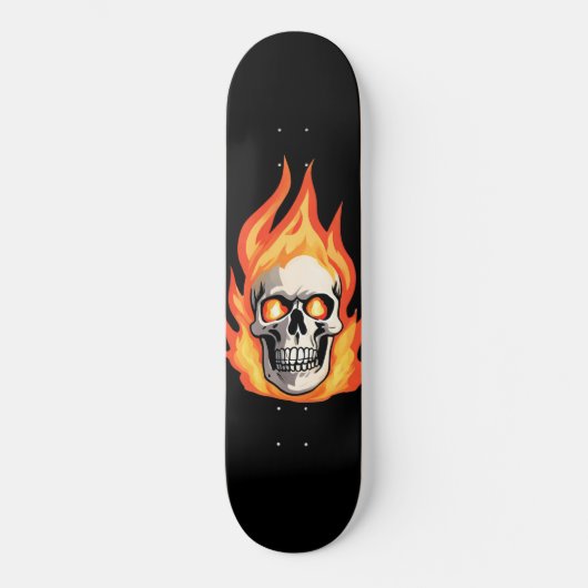Retro Dood Burning Skelet Schedel in Vuur Persoonlijk Skateboard (Voorkant)