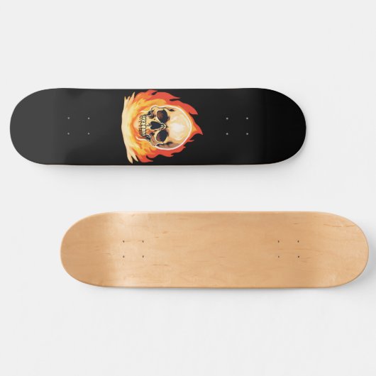 Retro Dood Burning Skelet Schedel in Vuur Persoonlijk Skateboard (Horizontaal)