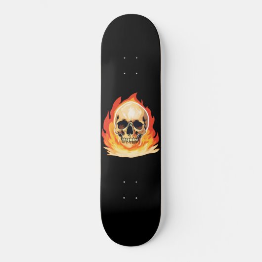 Retro Dood Burning Skelet Schedel in Vuur Persoonlijk Skateboard (Voorkant)
