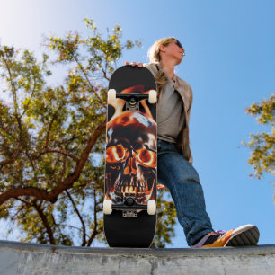 Retro Dood Burning Skelet Schedel in Vuur Persoonlijk Skateboard