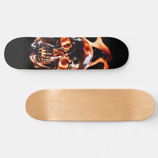 Retro Dood Burning Skelet Schedel in Vuur Persoonlijk Skateboard (Horizontaal)