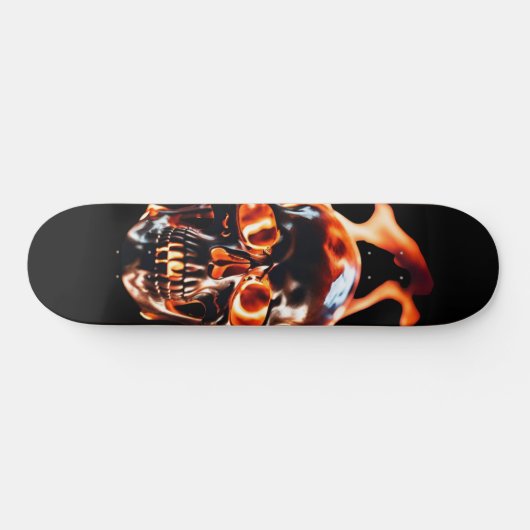 Retro Dood Burning Skelet Schedel in Vuur Persoonlijk Skateboard (Horizontaal)