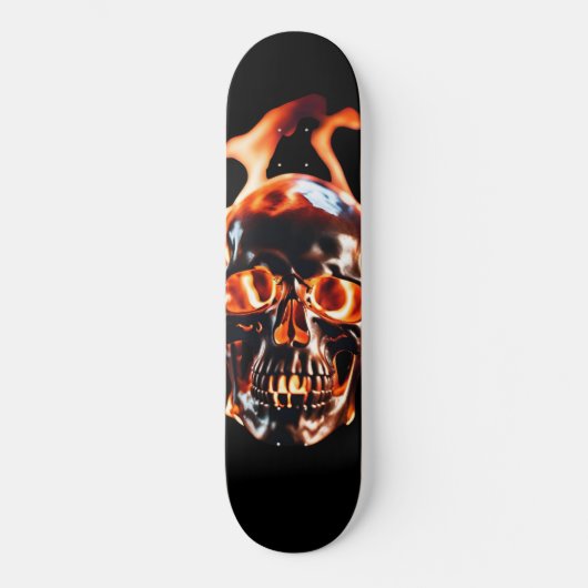 Retro Dood Burning Skelet Schedel in Vuur Persoonlijk Skateboard (Voorkant)
