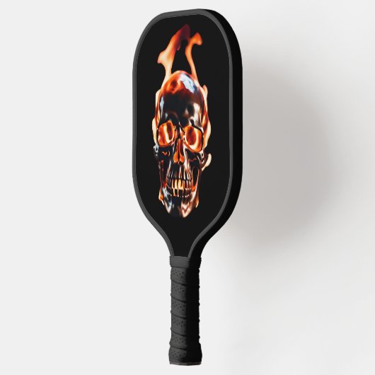 Retro Dood Burning Skelet Schedel in Vuur Pickleball Paddle (Links)
