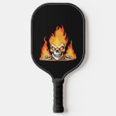 Retro Dood Burning Skelet Schedel in Vuur Pickleball Paddle (Voorkant)