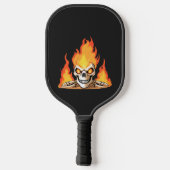 Retro Dood Burning Skelet Schedel in Vuur Pickleball Paddle (Achterkant)