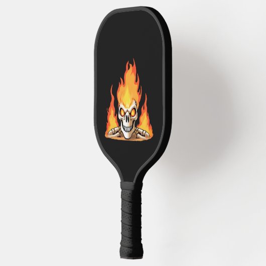 Retro Dood Burning Skelet Schedel in Vuur Pickleball Paddle (Links)