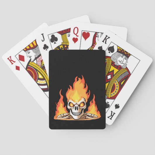 Retro Dood Burning Skelet Schedel in Vuur Pokerkaarten (Achterkant)