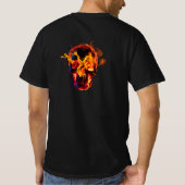 Retro Dood Burning Skelet Schedel in Vuur T-shirt (Achterkant)