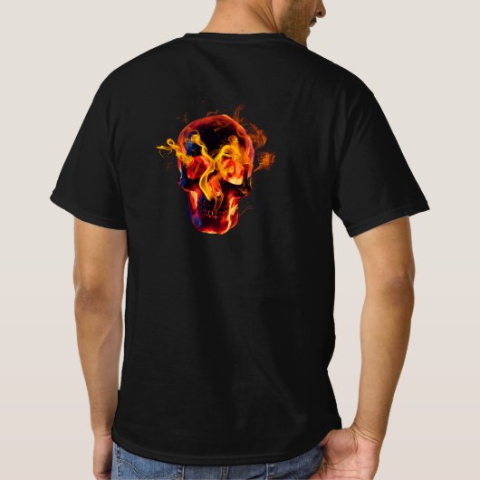 Retro Dood Burning Skelet Schedel in Vuur T-shirt (Achterkant)
