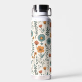 Retro Doodle Bloemen Botanische Bloemen Patronen Waterfles (Achterkant)