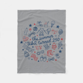 Retro Doodle De Zomer Amerika 250 Werd Patriottisc Fleece Deken