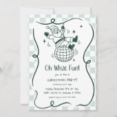 Retro Doodle Disco Santa Christmas Party Kaart (Voorkant)