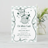 Retro Doodle Disco Santa Christmas Party Kaart (Staand voorkant)