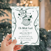 Retro Doodle Disco Santa Christmas Party Kaart
