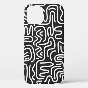 Retro Doodle golvende lijnen: Monochroom Case-Mate iPhone Case