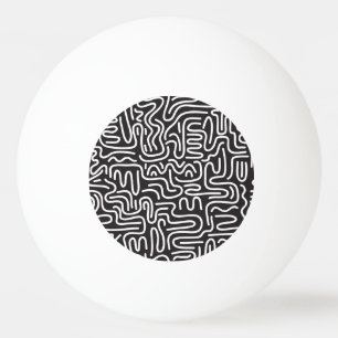 Retro Doodle golvende lijnen: Monochroom Pingpongbal