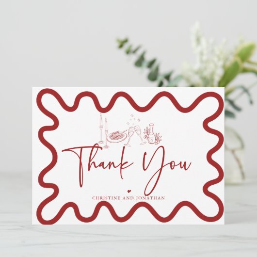 Retro Doodle | Italië | Italiaans eten Bedankkaart (Staand voorkant)