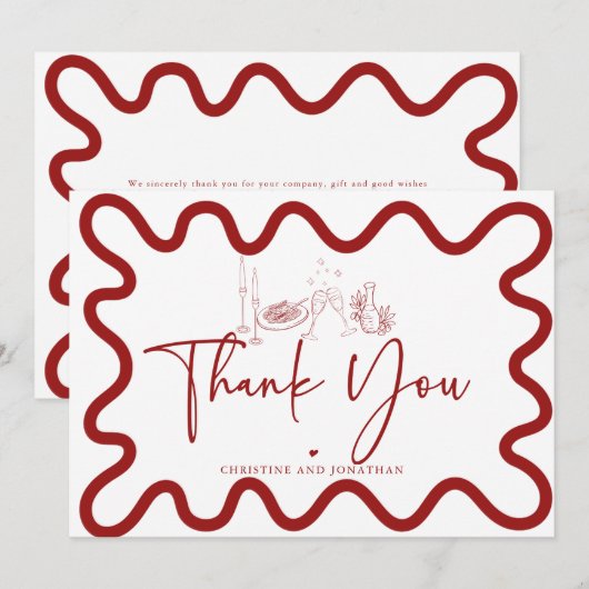 Retro Doodle | Italië | Italiaans eten Bedankkaart (Voorkant / Achterkant)