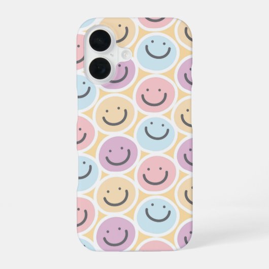 Retro Doodle Lach Emoji iPhone 16 Hoesje (Achterkant)