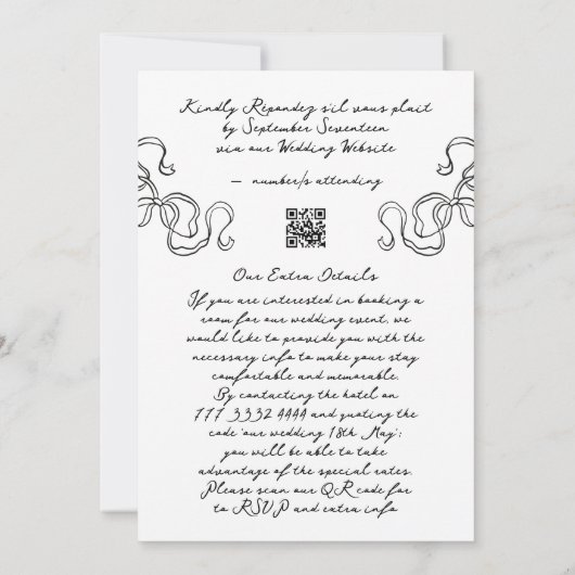 Retro Doodle lint Alles in één RSVP Detail bruilof Kaart (Achterkant)