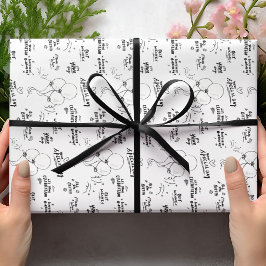 Retro Doodle Moderne Ballon Gelukkige Verjaardag Cadeaupapier