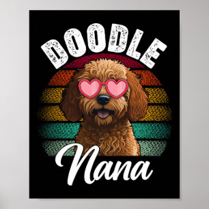 Retro Doodle Nana Goldendoodle Hondenliefhebber Mo Poster