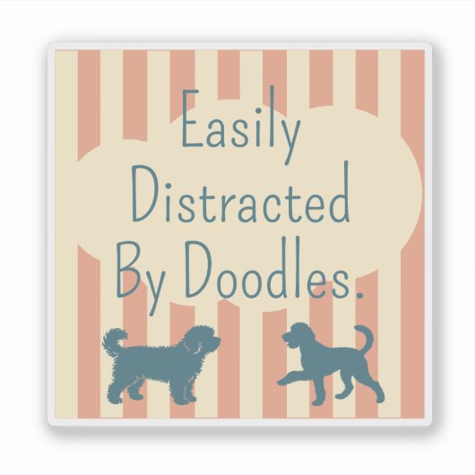 Retro Doodle Silhouette Easily Distracted Sticker (Voorkant)