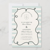 Retro Doodle Wavy Lijst bruiloft Kaart (Voorkant)
