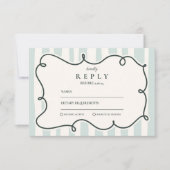 Retro Doodle Wavy Lijst bruiloft RSVP Kaartje (Voorkant)