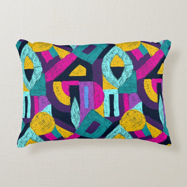 Retro doodles: geometrische pop kunst. accent kussen (Voorkant)